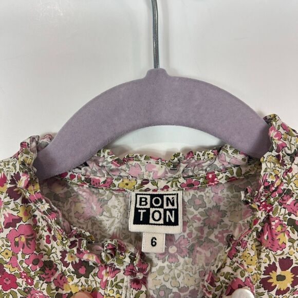 Bonton Dress Girls 6 Multicolor Liberty Floral Ruffle Button Front Pleated fall - Picture 11 of 11